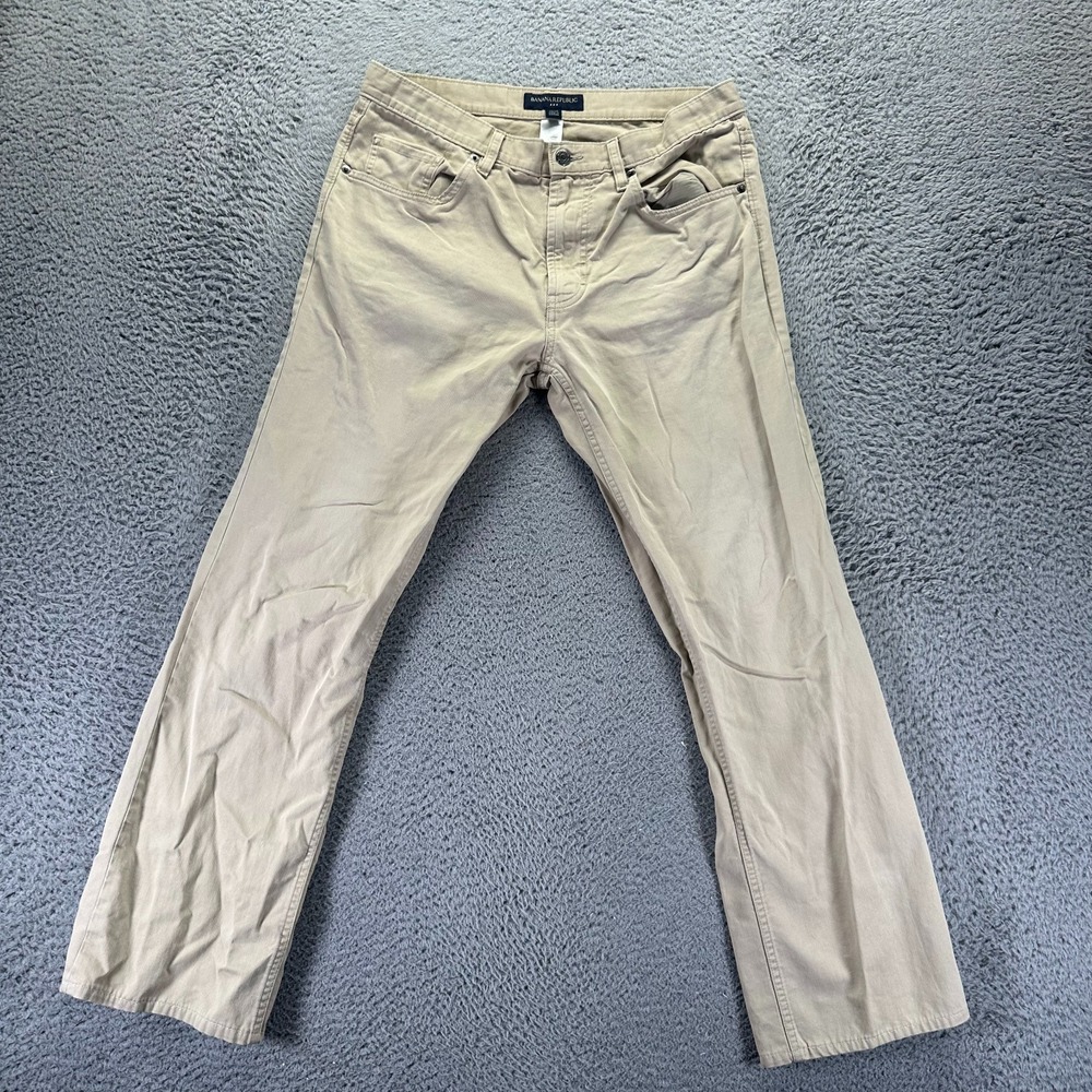 Banana Republic Pant Men's 32x30 Beige Cotton Chino‎ Straight Business Preppy